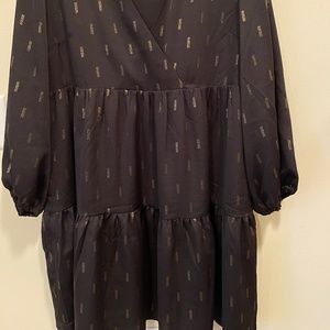 Madewell Metallic Jacquard Faux-Wrap Tiered Mini Dress XL (NWT)